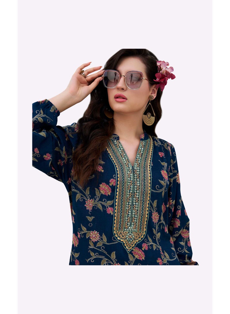 Sara Arabia Vine Flower Print Jalabiya - Image 2