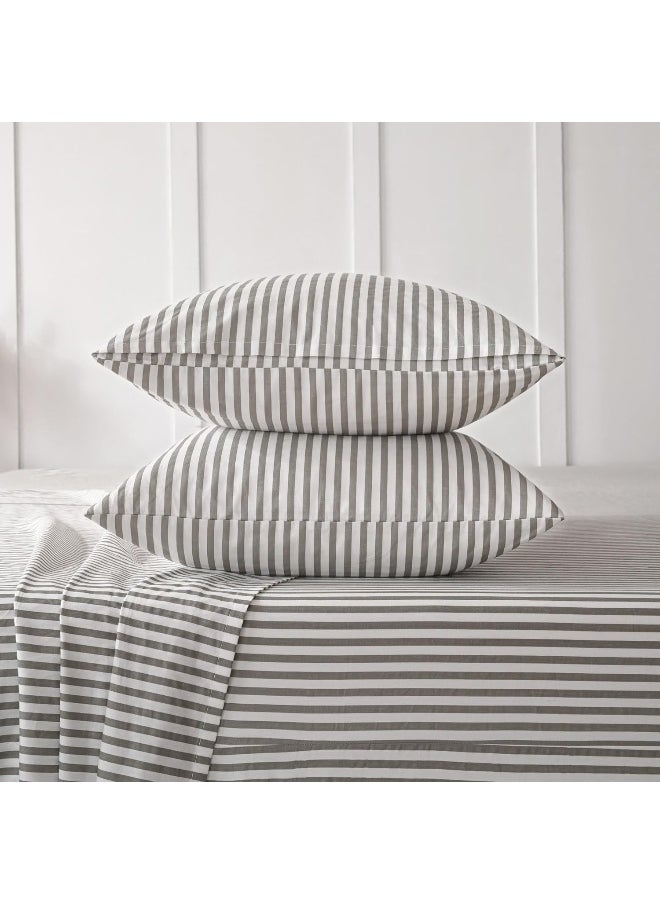 JELLYMONI JELLYMONI Striped Sheets Set California King Size, 4 Pieces 100% Cotton Bed Sheets - 16" Deep Pockets Fitted Flat Sheet & Pillowcase Bedding Set, Ultra-Soft, Machine Washable  - Image 4