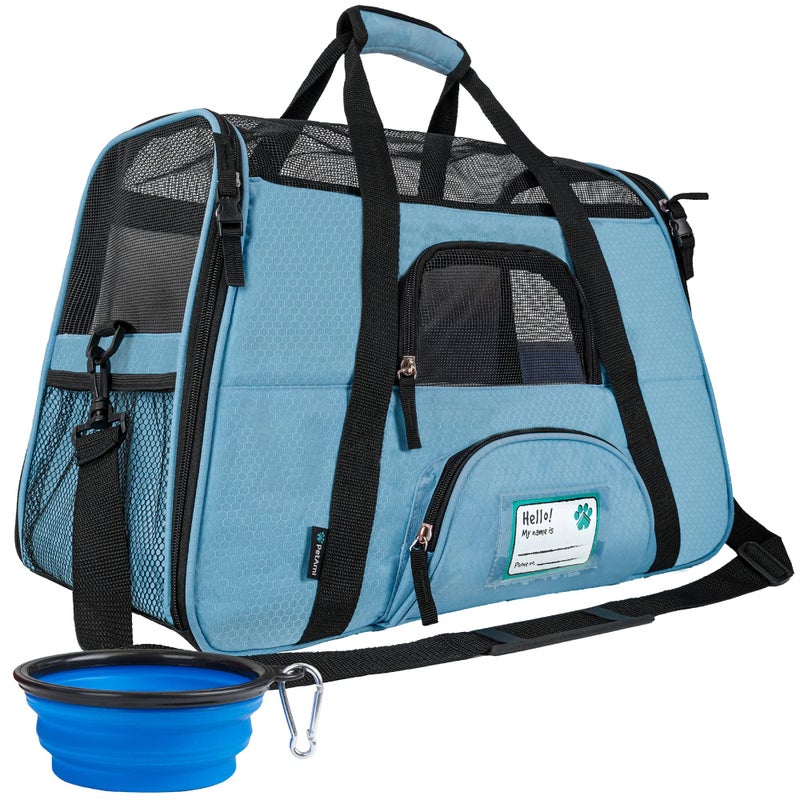 PetAmi Airline Approved Pet Carrier for Cat Soft Sided Dog Carrier for Small Dogs Cat Travel Supplies Accessories for Indoor Cats Ventilated Pet Carrying Bag Medium Large Kitten Puppy Small Blue
