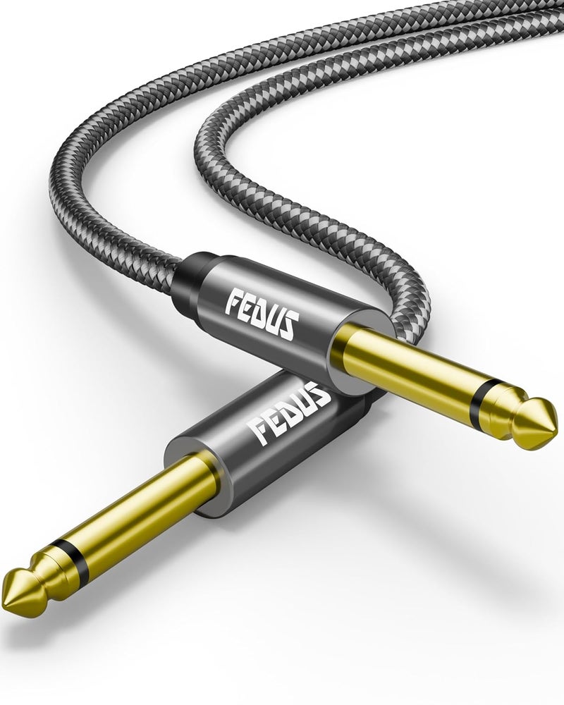 FEDUS كابل جيتار بطول 1.5 متر، كابل جاك جيتار، كابل آلة كهربائية، كابل مضخم الصوت لآلة الجيتار الكهربائية، جيتار البيس، لوحة المفاتيح البيانو، الماندولين، المضخم، السماعة، كابل 1/4 بوصة مونو جاك 1/4" TS - Image 1