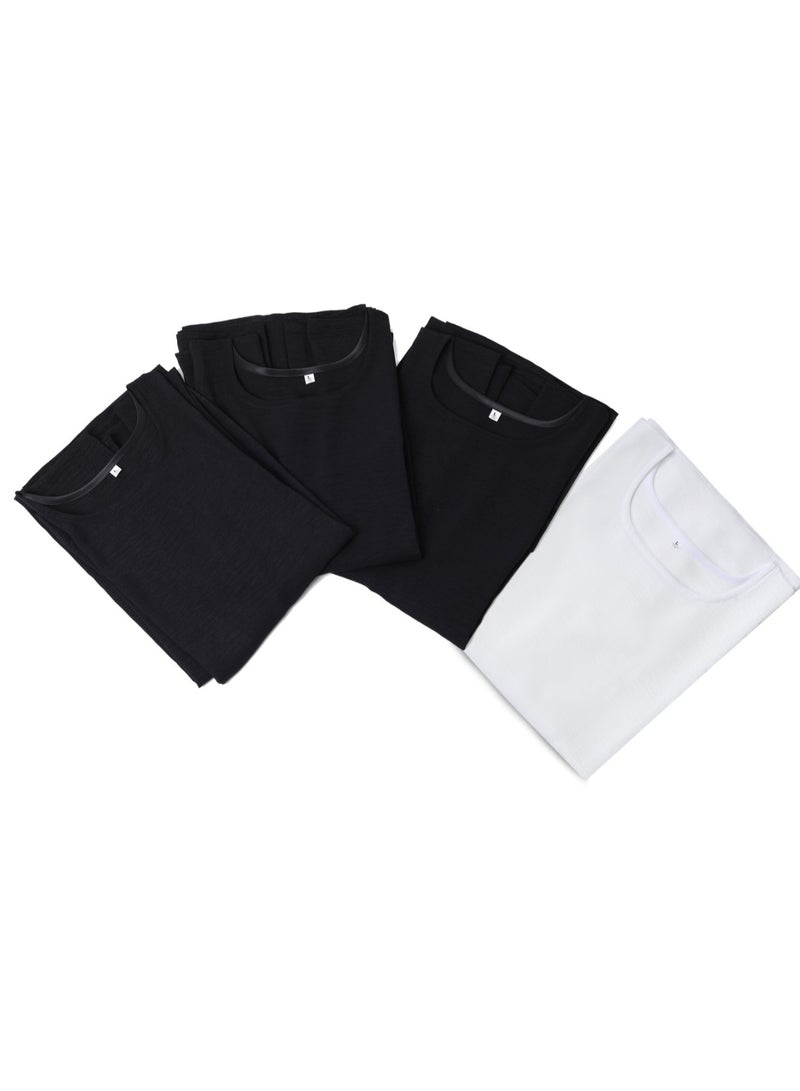 BLACK & OFF WHITE 4PCs Pack (3 BLACK+1 OFF WHITE Available Size From XS to 2XL) Inner Abaya Ladies Long Dress Maxi Causal & Formal Best For all Seasons  - Image 4