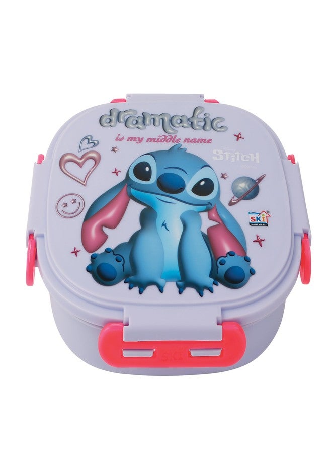 SKi Homeware Baker Insulated 3 Grid bento Lunch Box with Stainless Steel Inner and a Steel Spoon | Leak Proof | for Kids School, Travel & Gifts | Stitch - Image 1