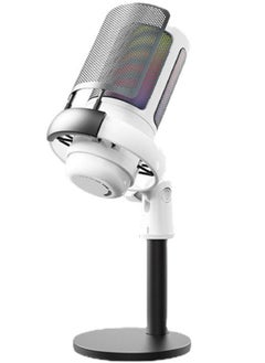 Flash Hawk Flash Hawk Gaming PC USB Microphone,Podcast Condenser Mic with Boom Arm,Pop Filter,Mute Button for Streaming,Online Chat, RGB Computer Mic for PS4/5 PC Gamer Youtuber (White-2)  - Image 1