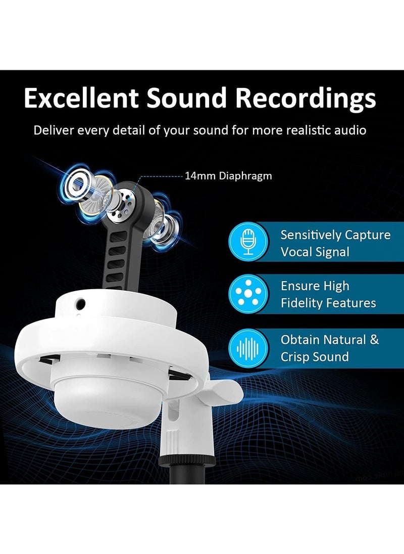 Flash Hawk Flash Hawk Gaming PC USB Microphone,Podcast Condenser Mic with Boom Arm,Pop Filter,Mute Button for Streaming,Online Chat, RGB Computer Mic for PS4/5 PC Gamer Youtuber (White-2)  - Image 5
