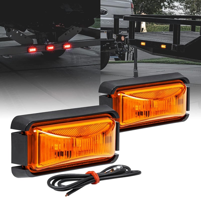 ONLINE LED STORE 2pc 2.5" Amber Trailer Marker Light with Black Bezel - Waterproof IP67 - Image 1