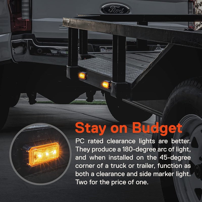ONLINE LED STORE 2pc 2.5" Amber Trailer Marker Light with Black Bezel - Waterproof IP67 - Image 3