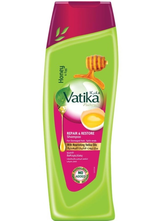 Vatika Naturals Repair and Restore Shampoo 400ml | Enriched with Egg and Honey | For Damaged Hair and Split-ends - Image 1
