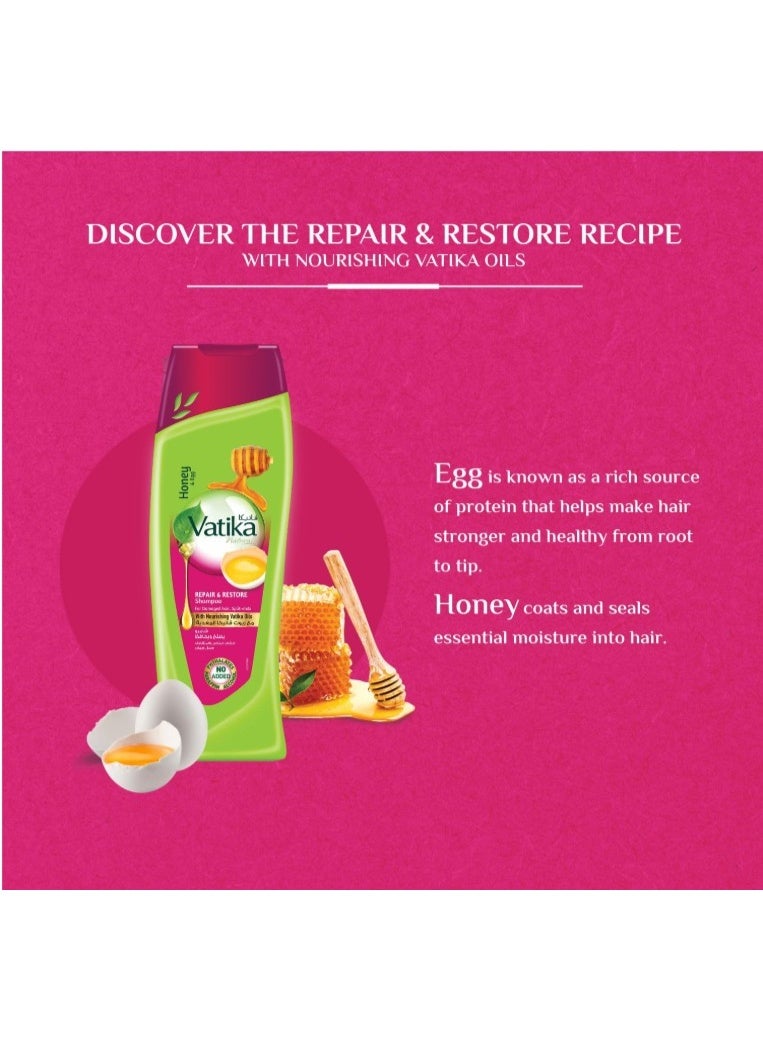 Vatika Naturals Repair and Restore Shampoo 400ml | Enriched with Egg and Honey | For Damaged Hair and Split-ends - Image 2