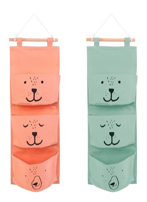 Wall Hanging Storage Bag 3 Pockets Waterproof Linen Cotton Stylish Durable Versatile Solution for Any Room Set of 2
