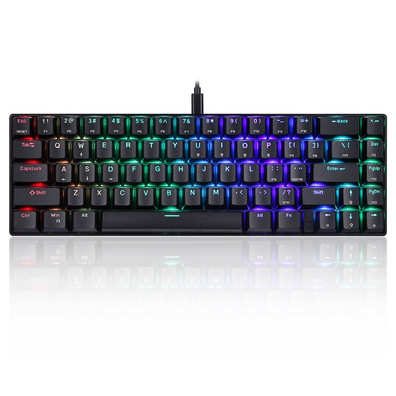 Motospeed CK67 67 Keys Wired Mechanical Keyboard RGB Light Effect ABS Keycap Kailh Red Switches Detachable Data Cable Black - Image 1