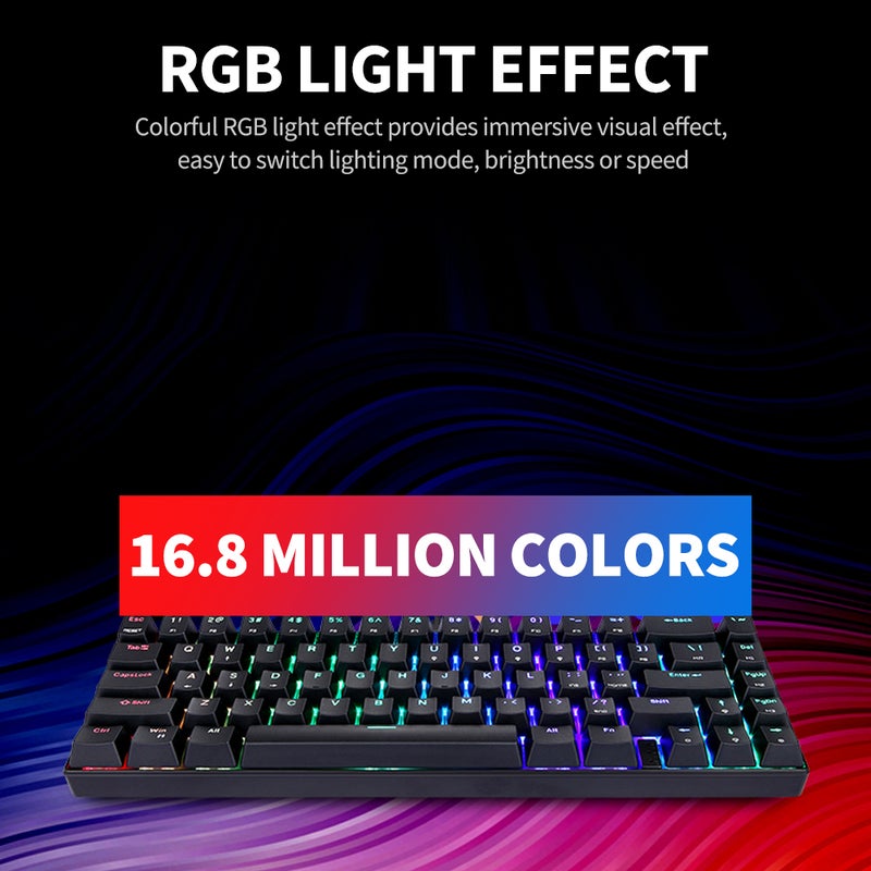 Motospeed CK67 67 Keys Wired Mechanical Keyboard RGB Light Effect ABS Keycap Kailh Red Switches Detachable Data Cable Black - Image 5