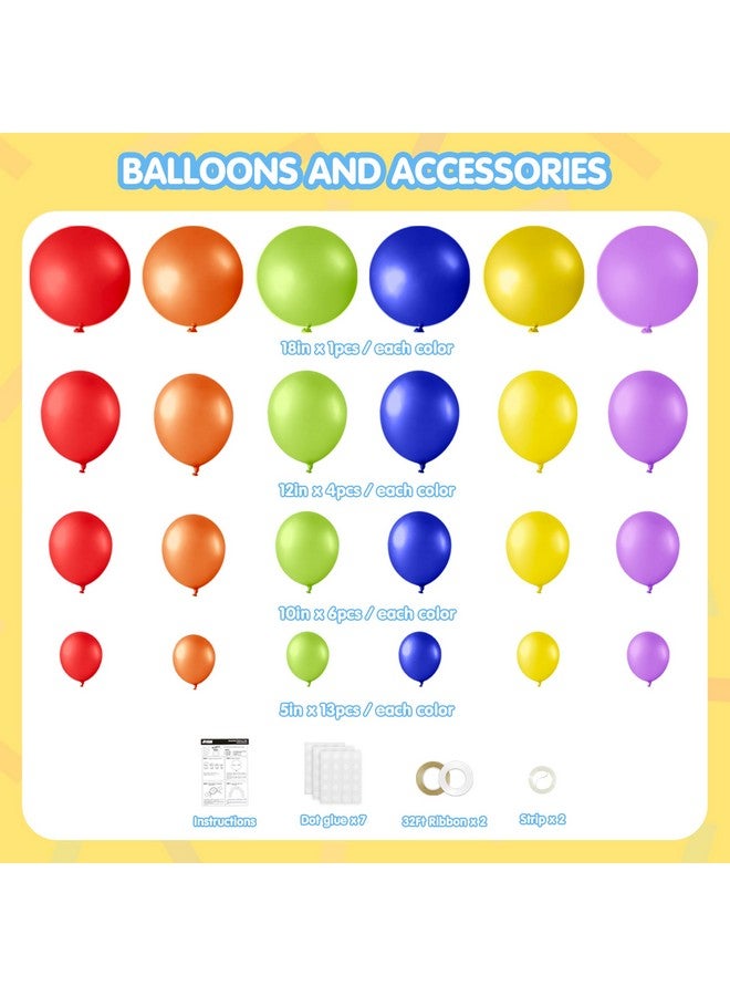 JOYIN 144 Pcs Rainbow Balloon Arch Kit, 6 Assorted Colors Balloons Arch Kit Different Sizes 18 12 10 5 Inch with Instruction for Birthday Party Baby Shower Wedding Party Decoration - Image 2