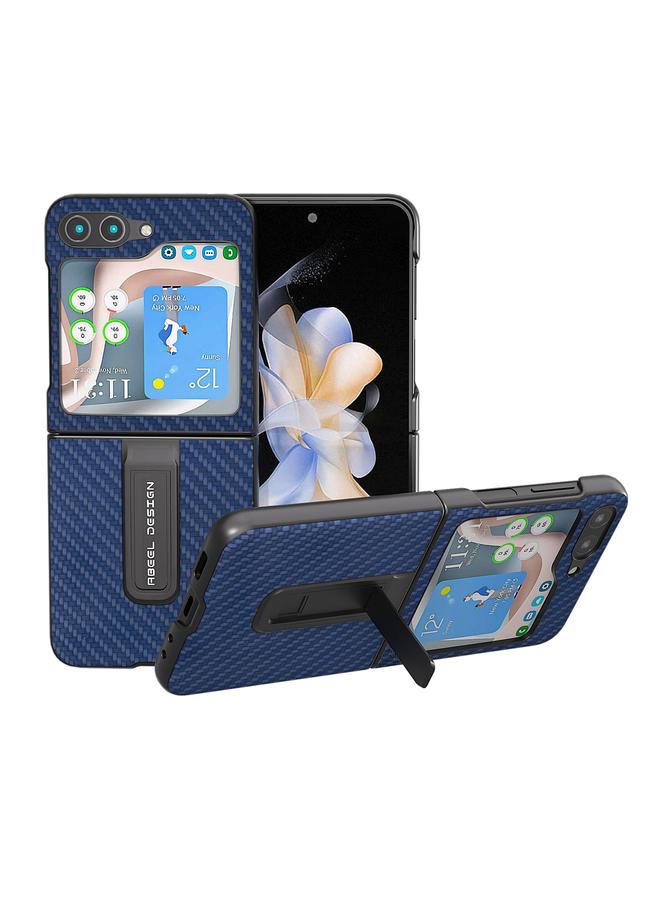 اس-توب جراب هاتف Samsung Galaxy Z Flip5 من ABEEL مصنوع من ألياف الكربون وغطاء حماية مع حامل - Image 1
