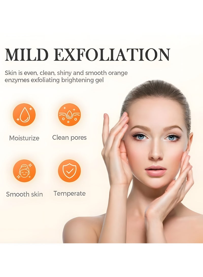 POUQUR Orange Enzymes Peeling Gel Orange Extract Face & Body Exfoliating Scrub Deep Pore Cleansing Blackhead Remover Brightening Skin Care 1 Pack 100ml - Image 5