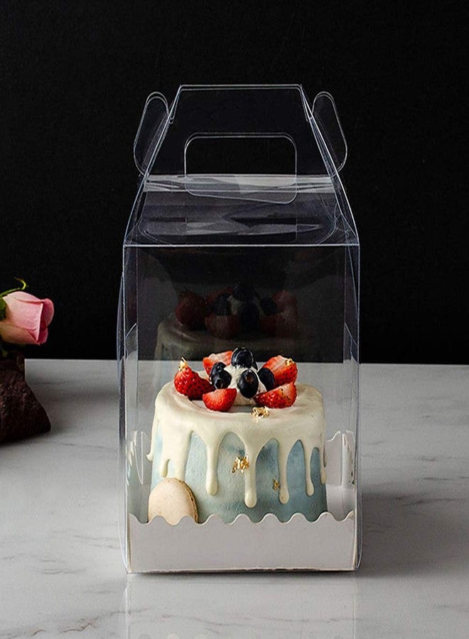IBLUELOVER 10Pcs Clear Cake Boxes Carrier Packaging for 3/4 Inch Cake Transparent Gift Box Plastic Cupcake Candy Display Boxes Portable Single Cake Containers for Wedding Birthday Parties Baby Shower Favors - Image 1