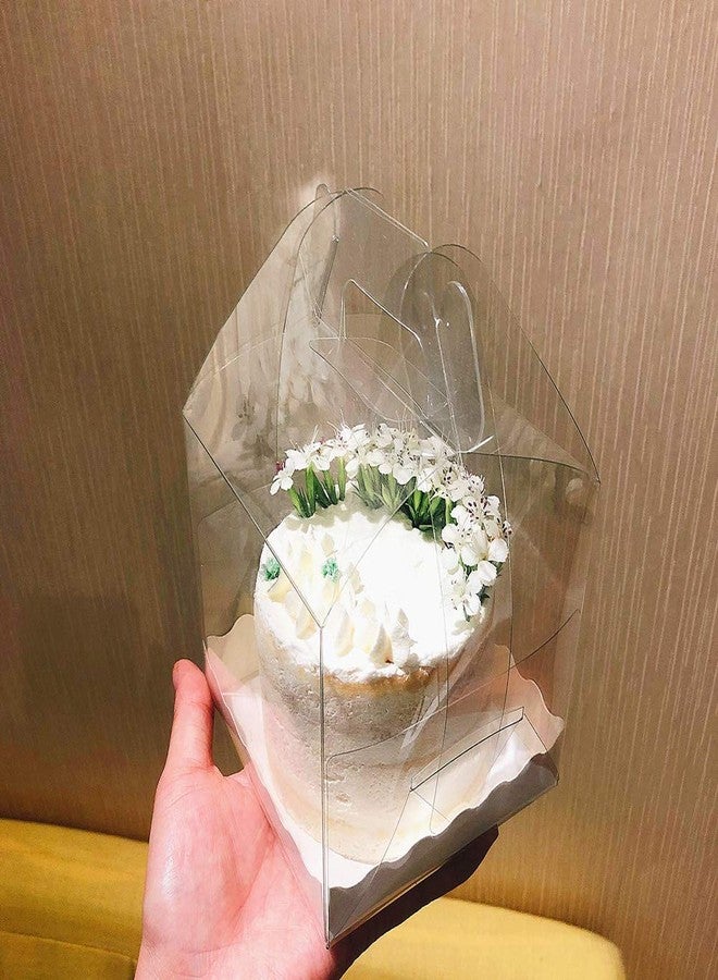 IBLUELOVER 10Pcs Clear Cake Boxes Carrier Packaging for 3/4 Inch Cake Transparent Gift Box Plastic Cupcake Candy Display Boxes Portable Single Cake Containers for Wedding Birthday Parties Baby Shower Favors - Image 4