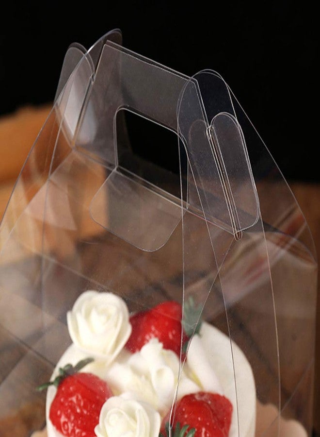 IBLUELOVER 10Pcs Clear Cake Boxes Carrier Packaging for 3/4 Inch Cake Transparent Gift Box Plastic Cupcake Candy Display Boxes Portable Single Cake Containers for Wedding Birthday Parties Baby Shower Favors - Image 5