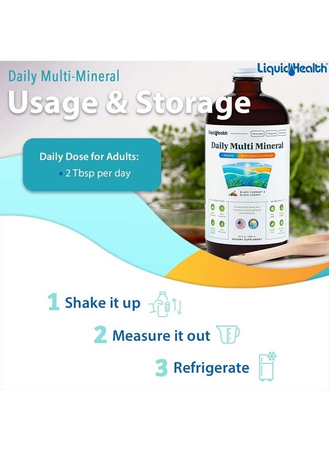 LIQUIDHEALTH 32 Oz Daily Multi Mineral, Highly Absorbable Trace Mineral Supplement with Fulvic Acid, Plant-Based Ionic Minerals, Ocean Sea Minerals Plus Aloe Vera Juice for Energy & Relaxation  - Image 2