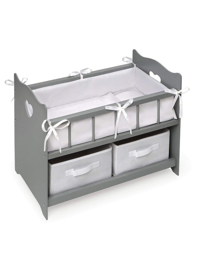 Badger Basket Doll Crib With Two Baskets And Free Personalization Kit (Fits 18 Inch Dolls) Gray/White - Image 2