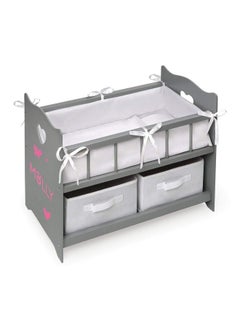 Badger Basket Doll Crib With Two Baskets And Free Personalization Kit (Fits 18 Inch Dolls) Gray/White  - Image 4