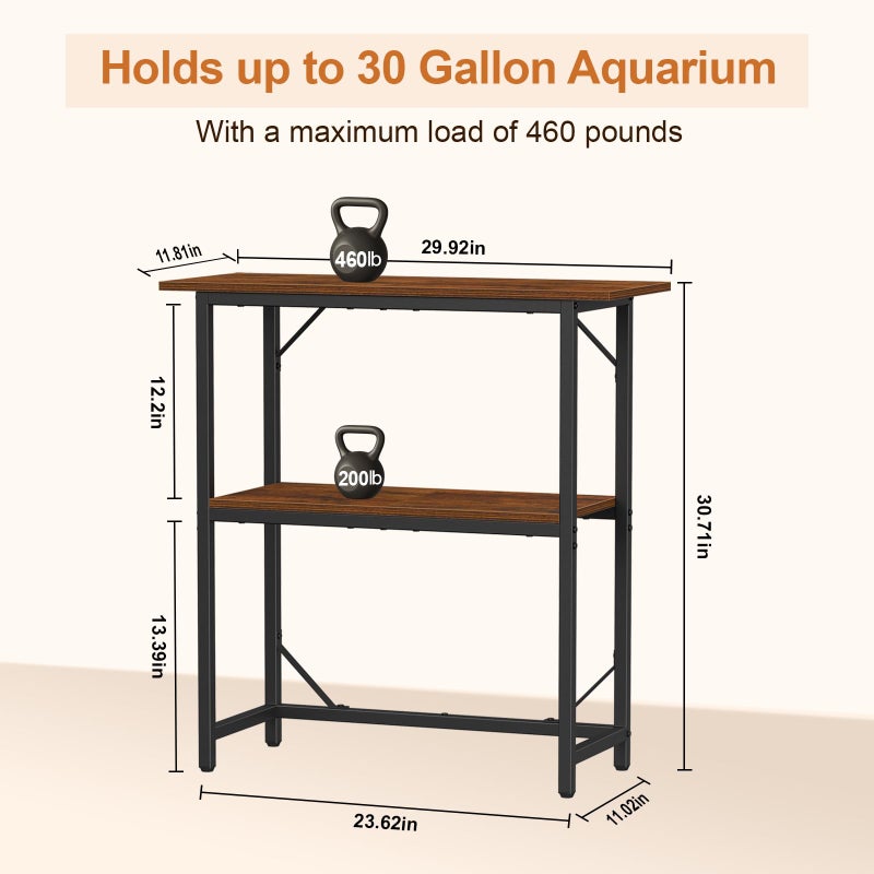 Snughome 10-30 Gallon Fish Tank Stand, Aquarium Stand 2-Tier Storage Shelves, Heavy Duty Terrarium Stand for Home Office Fish Tank Shelf, 30" L x 11.8" W x 30.7" H, Rustic Brown - Image 4