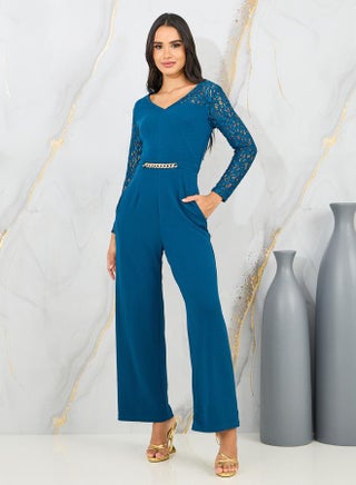Lace Cut Out Detail Sleeves Wide Leg Jumpsuit with Chain Accent - pzsku/Z3F4D7359F79C4B986224Z/45/1741263284/e6d740c2-0af9-43c3-9f00-09fe962ebefb