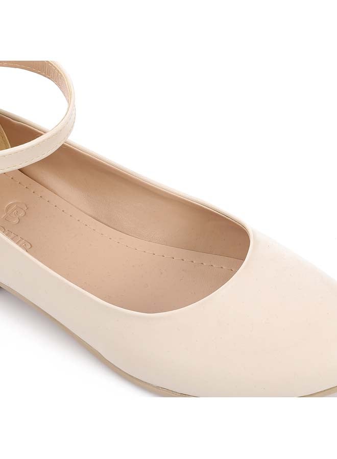 آيس كلوب ICE CLUB حذاء فلات كلاسيكي أنيق بحزام الكاحل – بيج - Image 5