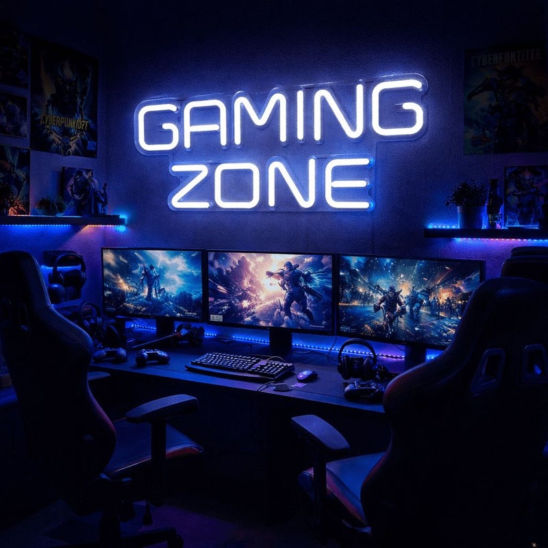 Orange Horseneon Game Zone LED Sign 20 Inch Personalized USB Powered Wall Decor for Gamers - Image 1