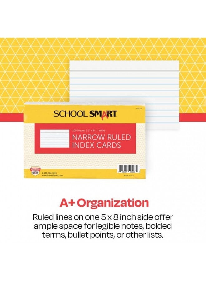 School Smart Ruled Index Cards, 5 x 8 Inches, White, Pack of 100 - Image 2