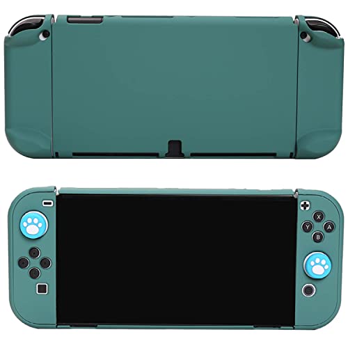 COMCOOL Dockable Case for Nintendo Switch OLED - [9 FT Military Grade Drop Protection] [with Tempered Glass Screen Protector Thumb Grips] Cute Protective Cover for Nintendo Switch OLED - MidGreen - Image 5