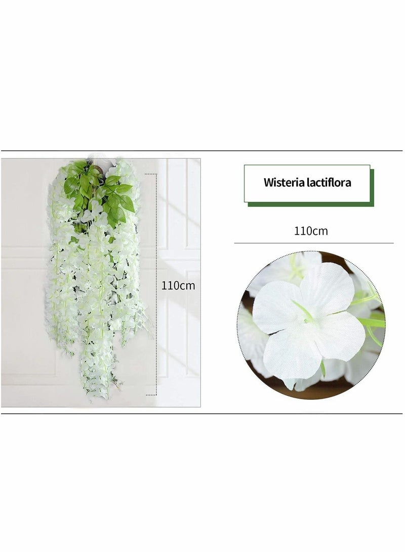Excefore Artificial Flower, 12 Pack White Wisteria, 44" Fake Flower Bushy Silk Vine Ratta Hanging Garland for Wedding Party Garden Outdoor Greenery Home Wall Deco, Wedding Promenade Decoration (Milk White) - Image 4