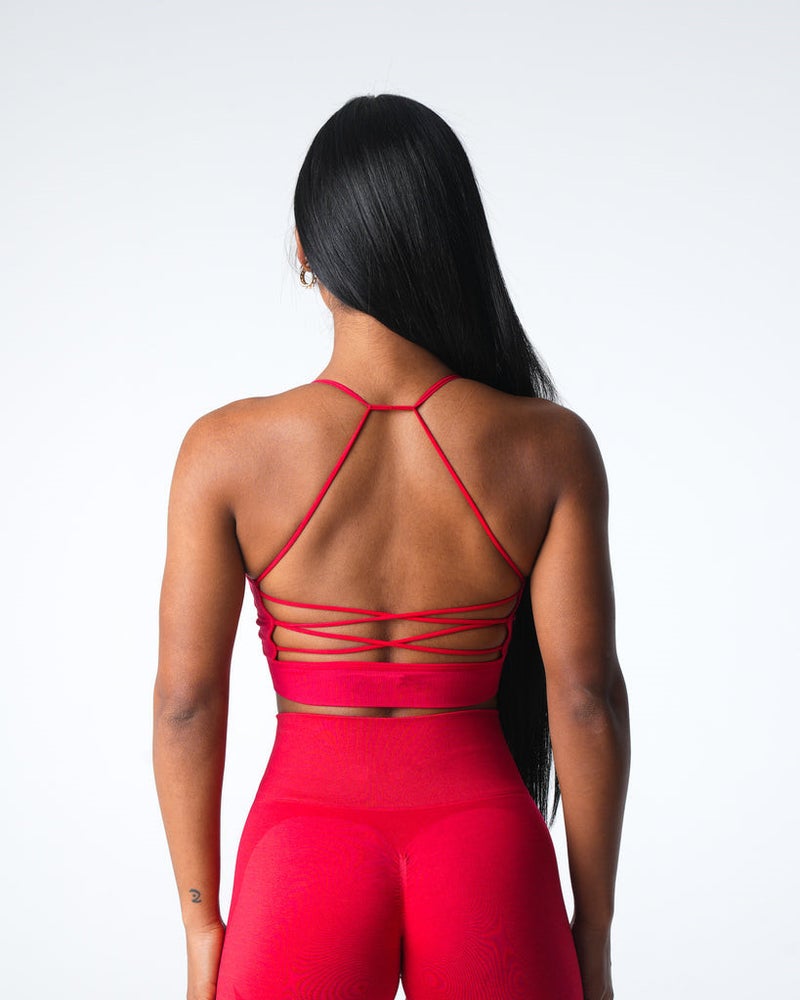 Seamless Cross-Back Sports Bra for Yoga and Fitness apple red - Image 1