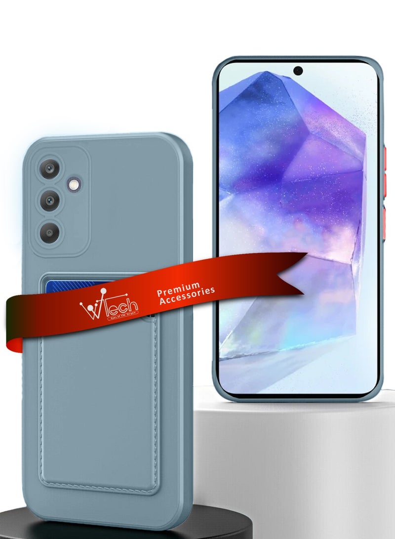 Wtech Silicone TPU With Card Holder Case Cover For Samsung Galaxy A55 5G 2024 Grey - Image 1