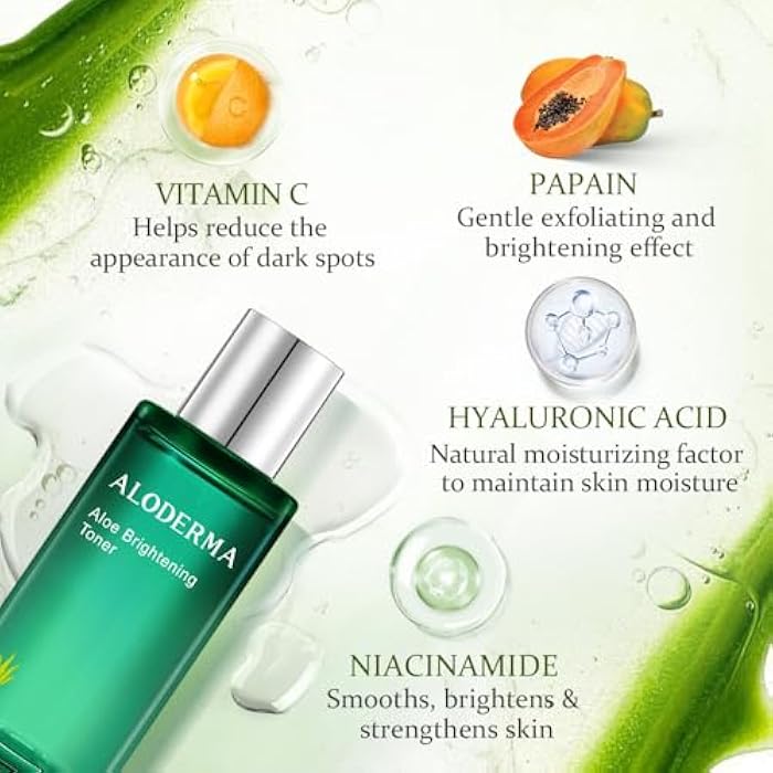 Aloderma Aloe Brightening Face Toner Made with Organic Aloe Vera Juice - Naturally formulated with Hyaluronic Acid & Niacinamide to Refine Skin Tone and Brighten Skin, Alcohol-Free, 4.2oz - Image 2