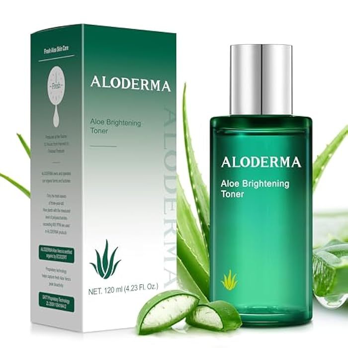 Aloderma Aloe Brightening Face Toner Made with Organic Aloe Vera Juice - Naturally formulated with Hyaluronic Acid & Niacinamide to Refine Skin Tone and Brighten Skin, Alcohol-Free, 4.2oz - Image 1