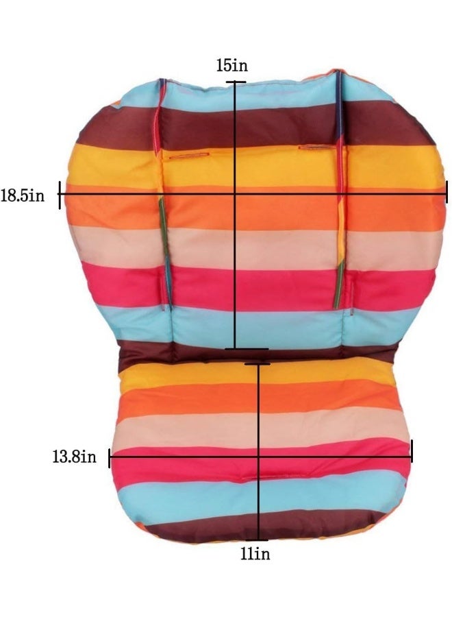 تو ورلد Baby Stroller/Car/High Chair Seat Cushion Liner Mat Pad Cover Protector Rainbow Striped Breathable Water Resistant - Image 3