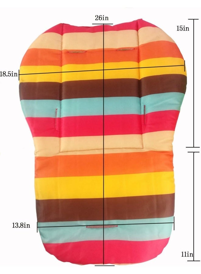 تو ورلد Baby Stroller/Car/High Chair Seat Cushion Liner Mat Pad Cover Protector Rainbow Striped Breathable Water Resistant - Image 2