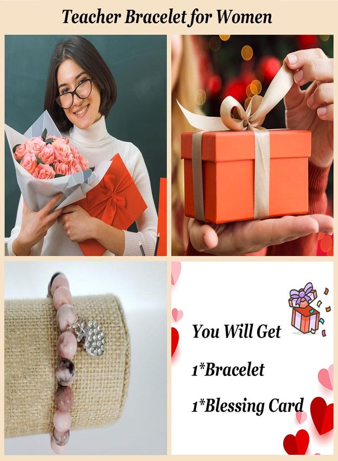 Dcfywl731 Teacher Bracelet Teacher Appreciation Graduation Gifts for Women Apple Charm Braclets for Teachers from Student - Image 3