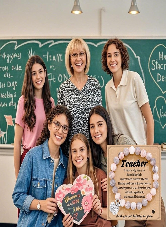 Dcfywl731 Teacher Bracelet Teacher Appreciation Graduation Gifts for Women Apple Charm Braclets for Teachers from Student - Image 4