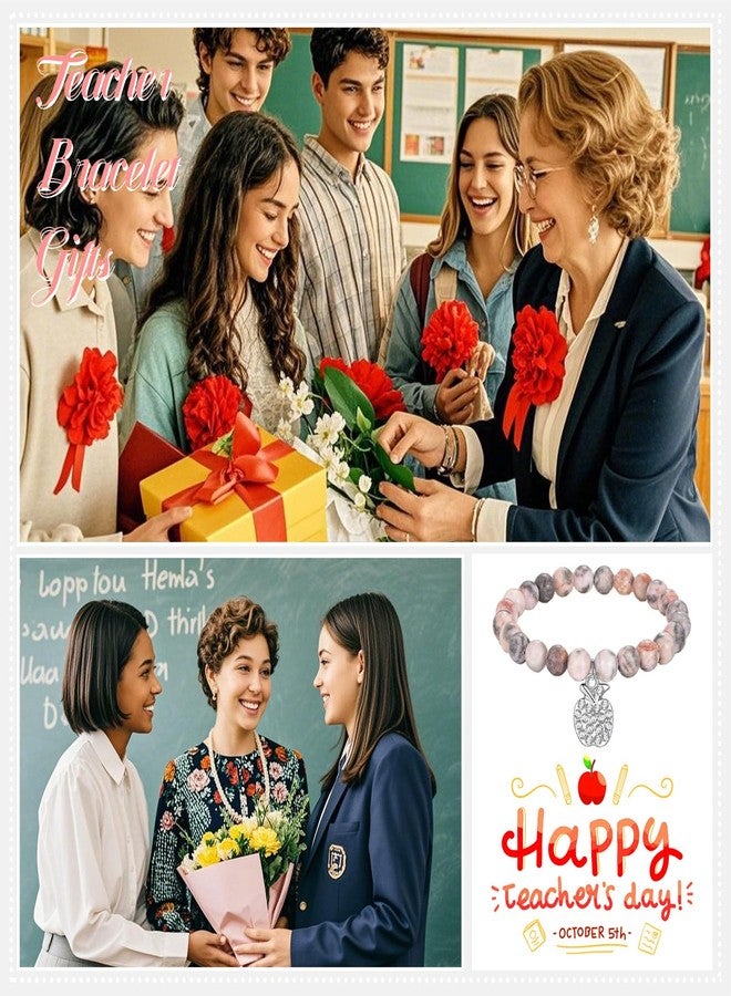 Dcfywl731 Teacher Bracelet Teacher Appreciation Graduation Gifts for Women Apple Charm Braclets for Teachers from Student - Image 2