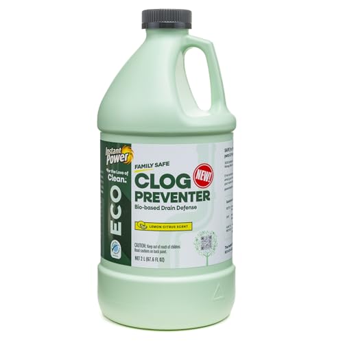 Instant Power Eco Clog Preventer - Enzyme Drain Cleaner Liquid and Deodorizer for Sink, Shower, Toilet, Garbage Disposal Cleaner, Bio-Based Drain Defense, Smell Remover and Odor Eliminator - 2 Liters - Image 1