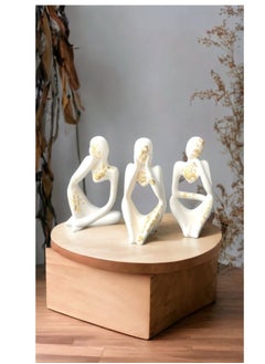 Generic Collectible Abstract Concrete Thinking Person Sculpture Art Figurine for Desk, Bookshelf, Home Decoration, Set of 3 