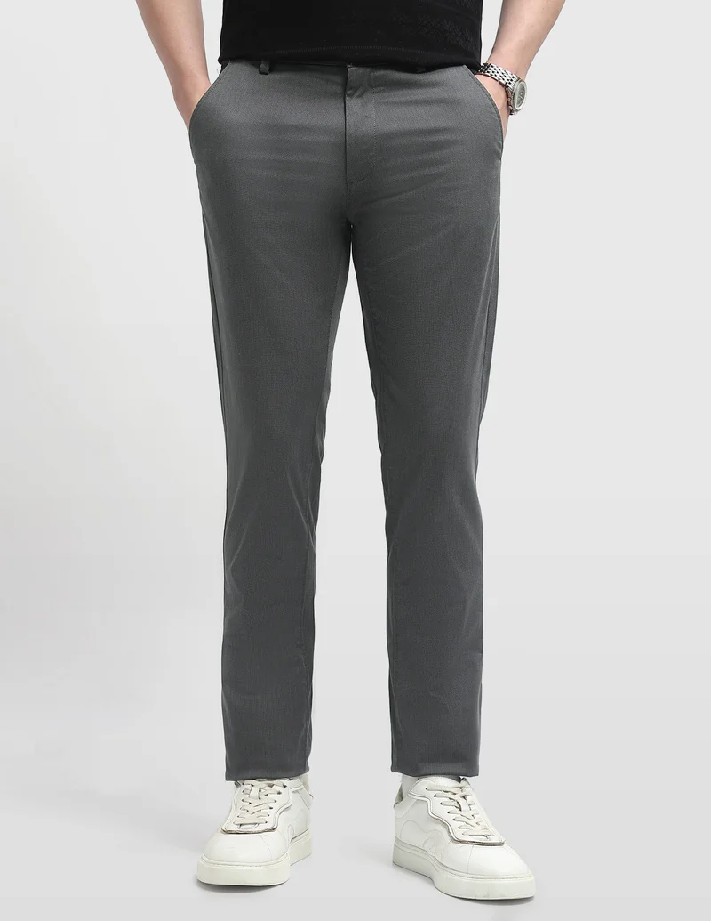 Arrow Charcoal Jackson Super Slim Fit Twill Trousers for Men | Best Price UAE