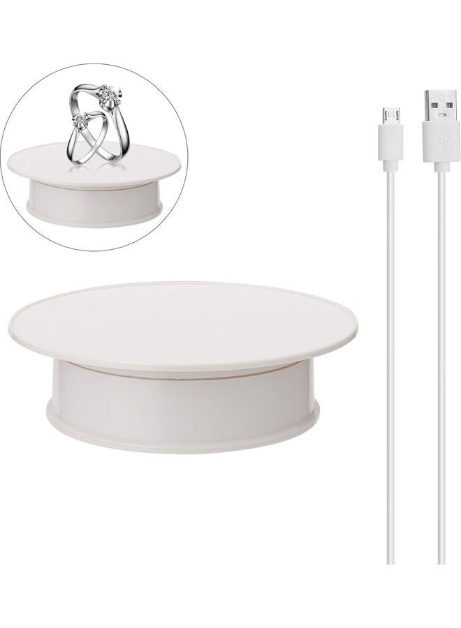NIBEMINENT 360 Degree Electric Rotating Turntable Display Stand White 22x8x22cm - Image 1