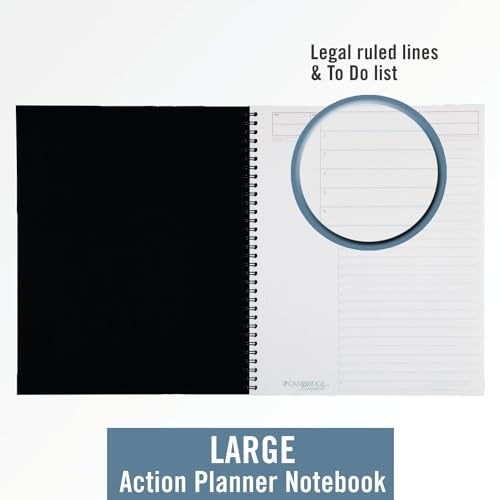 Cambridge Business Notebook, Action Planner, Legal Ruled Paper, 8-1/2" x 11", 80 Sheets, Flexible Soft Touch Cover, Wirebound, Gray (06064) - Image 2