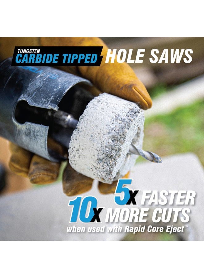 Spyder 14-Piece Carbide Tipped Deep Cut Hole Saw Kit, 11 Hole Saws, 1 Arbor, and 2 Pilot Bits, Rapid Core Eject Arbor System - Image 3