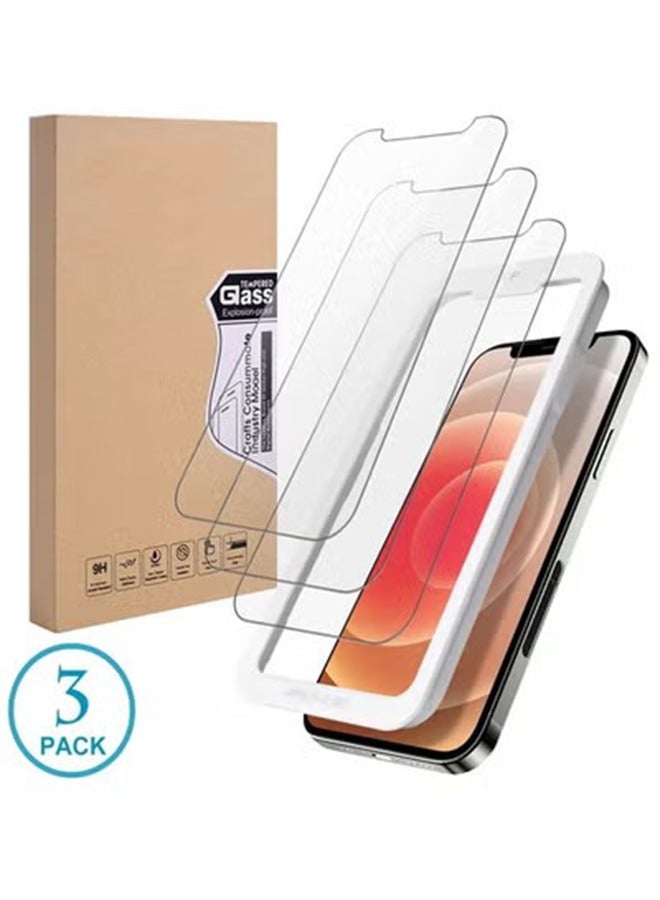 KASTWAVE 3 Pack Screen Protector For Iphone 15 6.1 Inch,Including Three Protectors,Stickers,Frame,Wet And Dry Wipes,Case Friendly,HD Bubble Free Hard Tempered Glass Protective Film - Image 1