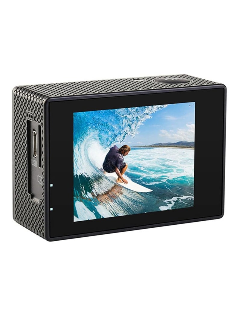 ACTION Action Camera, 4K 30Fps Waterproof Sports Camera, Wide Angle Lens Video Camera With Loop Recording, Easy To Carry Portable Outdoor Photography Camera, (1pc, Black)  - Image 2
