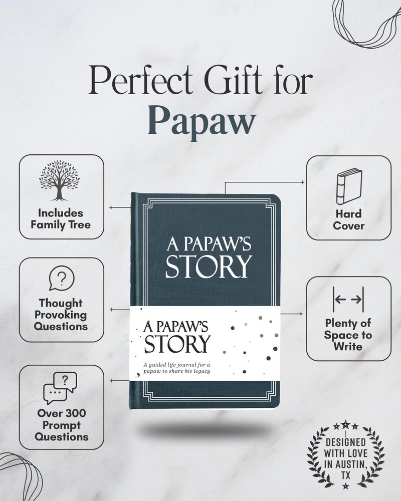Coco & Lan Papaw's Life Story Journal (Hardcover): A Meaningful Keepsake for Papaw to Share His Journey and Memories, Book Includes 250+ Prompt, Sentimental Gift for Father's Day, Birthday & Christmas - Image 2