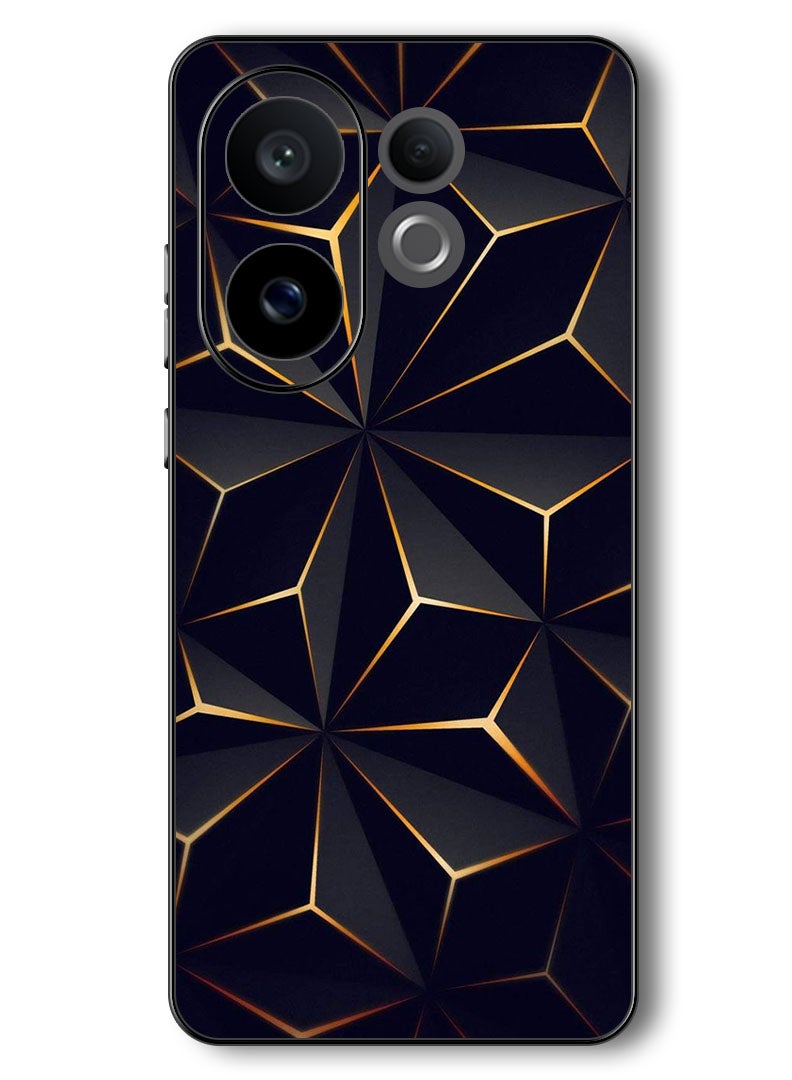 Theodor Case Compatible with Vivo V60 6.77 Inch Protection Shockproof Bumper Cover Black Gold Patter - Image 1